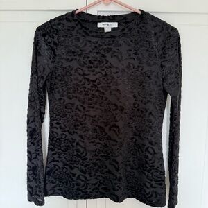 White House Black Market Fitted Black Long Sleeve Blouse